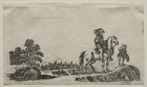 Various Figures and Landscapes: A Lost Horseman Enquiring the Way by Stefano della Bella