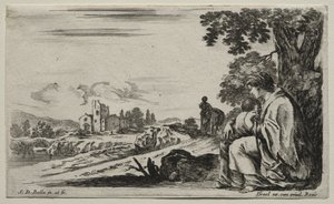 Various Figures and Landscapes: A Poor Nurse Seated under a Tree by Stefano della Bella