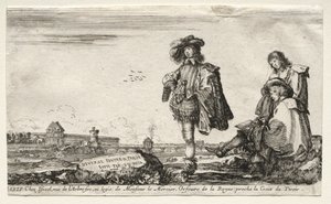 Various Figures and Landscapes: Title Page - Three Figures by Stefano della Bella