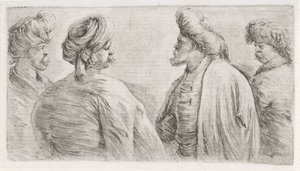 Four Turkish Men with Mustaches and Turbans by Stefano della Bella