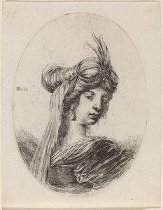 Woman in a Feathered Turban with a Veil, Turned to the Right by Stefano della Bella