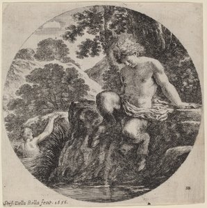 Young Satyr at the Bank of a Stream by Stefano della Bella