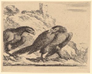 Two Eagles at a Castle Ruin, Plate 2 from the Series 