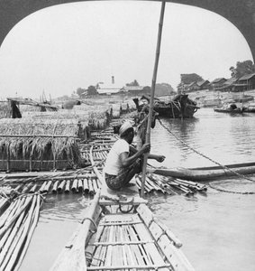 Rafts on the Irrawaddy River, Mandalay, Burma, 1908