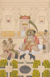 Maharana Amar Singh II Is Shown Two Silver Elephants by Stipple Master