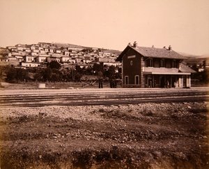 Station house and village of Mallakah on the Beirut to Damascus railway line