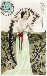 Bianca Toledo, Artist, Singer and Sevillan Dancer from La Belle Epoque - Casino de Paris, Folies Bergere, Jardin de Paris - Alphabet in Postcard