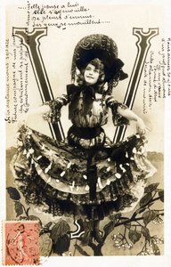 Mariette Sully, Belgian Soprano from La Belle Epoque - Theatres: Bouffes Parisiennes, Menus Plaisirs, Gaite, Paris - Alphabet in Postcard