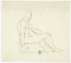 Seated Male Nude by Style of Jacques Louis David