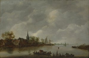 River View with a Village Church by Style of Jan van Goyen
