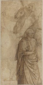 Rider and Standing Draped Man, after the Antique by Style of Pietro Perugino