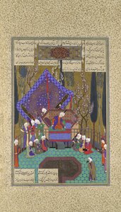 Zal Consults the Magi, Folio 73v from the Shahnama Book of Kings by Sultan Muhammad