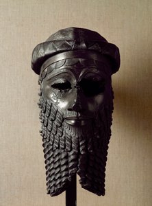 Sumerian art: head of king, perhaps Naram-Sin. Bronze sculpture. About 2250 BC. Baghdad, National Iraq Museum by Sumerian Sumerian