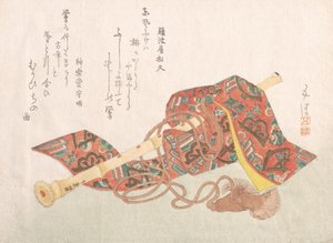 Shakuhachi, A Kind of Bamboo Flute and Its Cover, 19th century