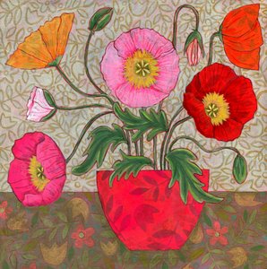 Colorful Poppies in Vase by Susan Black