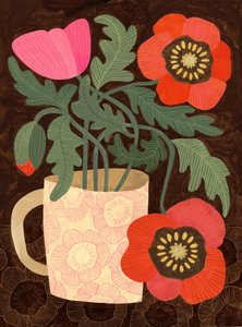 Poppies in a Pink Mug by Susan Black