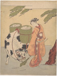 A Woman Sweeping up Her Love Letters by Suzuki Harunobu