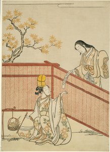Burning Autumn Maple Leaves by Suzuki Harunobu