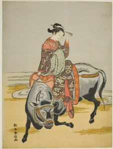 Courtesan Riding an Ox