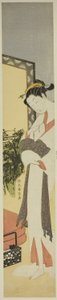 Courtesan Standing by Screen and Bed