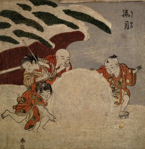 Four Boys Making a Snowball, c.1768 by Suzuki Harunobu