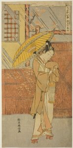 Night Rain of Genjo (Genjo no yau), from the series "Parodies of Eight Scenes from Noh Chants (Furyu utai hakkei)" by Suzuki Harunobu