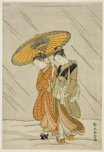 Snow on the Way Back from the Public Bath by Suzuki Harunobu
