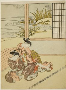 Two Women Struggling for a Fan