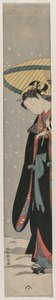 Woman Bihin with Parasol in Snow (From the Series Mu Tamagawa) by Suzuki Harunobu