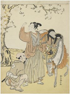 Young Samurai Viewing Cherry Blossoms as a Mitate of Prince Kaoru