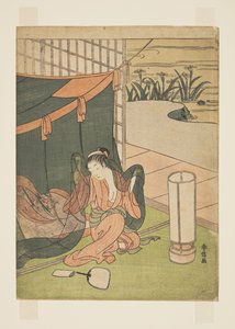 Young Woman Emerging from Mosquito Net