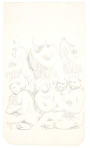 Group with Seated Figures with Crossed Arms in the Foreground. Study Sheet after Reliefs in Borobudur, Java by Svend Rathsack