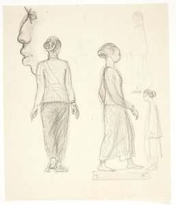Study Sheet with Javanese Women, Profile Head on the Left by Svend Rathsack