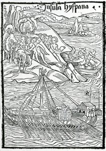 Arrival of Columbus Caravel on the Island of Hispaniola by Swiss School