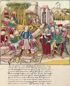 Foundation of the city of Bern in 1191, miniature from Spiezer Bilderchronik, Switzerland
