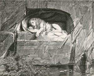 Monument at Lucerne to the Swiss Guards who fell while defending the Royal Family of France, August 10, 1792 by Swiss School