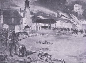 Street Fighting on the Franco-German Frontier: A French Attack on the Prussian Guard, from History of the Great War Vol 3 published by Waverley Book Co Limited, c.1920