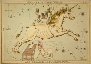 Monoceros, Canis Minor, and Atelier Typographique, Illustration from 