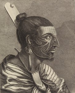Head of a New Zealander with a comb in his hair by Sydney Parkinson