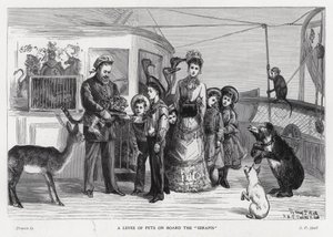 King Edward VII with captured wild animals aboard the troopship, the Serapis on his visit to India by Sydney Prior (after) Hall