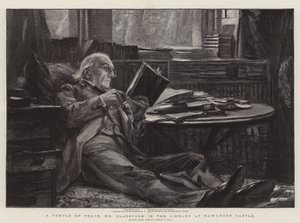 A Temple of Peace, Mr. Gladstone in the Library at Hawarden Castle by Sydney Prior Hall