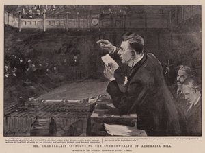 Mr Chamberlain Introducing the Commonwealth of Australia Bill by Sydney Prior Hall