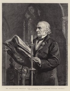 Mr Gladstone reading the Lessons in Hawarden Parish Church by Sydney Prior Hall