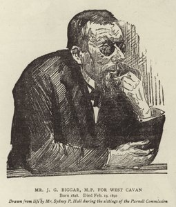 Mr J G Biggar, MP for West Cavan by Sydney Prior Hall
