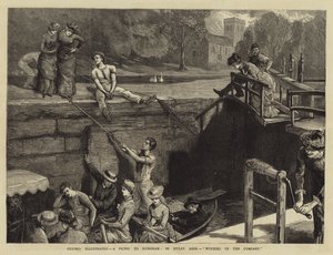 Oxford Illustrated, a Picnic to Nuneham, in Iffley Lock, Winding Up the Company by Sydney Prior Hall