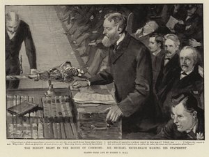 The Budget Night in the House of Commons, Sir Michael Hicks-Beach Making His Statement by Sydney Prior Hall