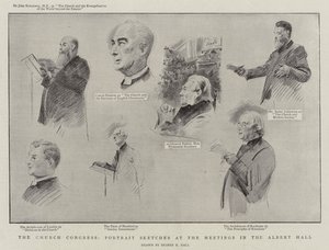 The Church Congress, Portrait Sketches at the Meetings in the Albert Hall by Sydney Prior Hall