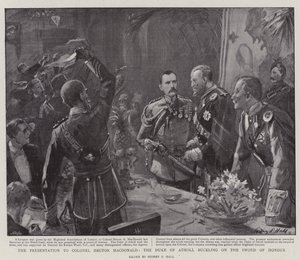 The Presentation to Colonel Hector MacDonald, the Duke of Atholl Buckling on the Sword of Honour by Sydney Prior Hall