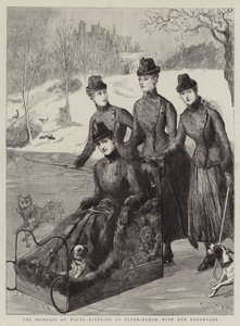 The Princess of Wales sledging at Sandringham with her Daughters by Sydney Prior Hall