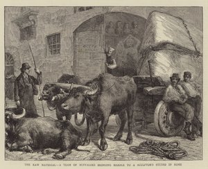 The Raw Material, a Team of Buffaloes bringing Marble to a Sculptor